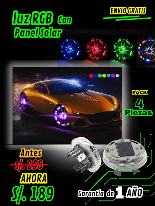 Luz RGB Para Rueda Con Panel Solar